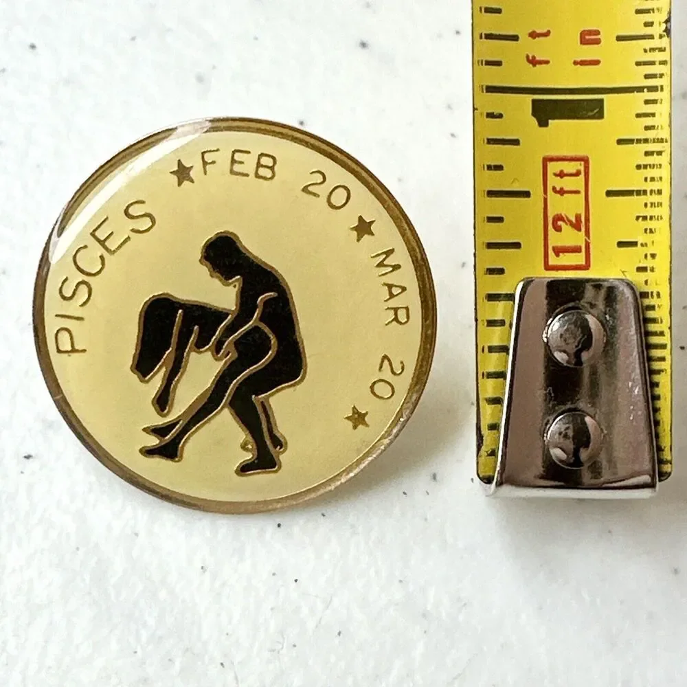 Vintage Naughty Pisces hat pin lapel pin Zodiac Sign Birthday Celestial sign hat